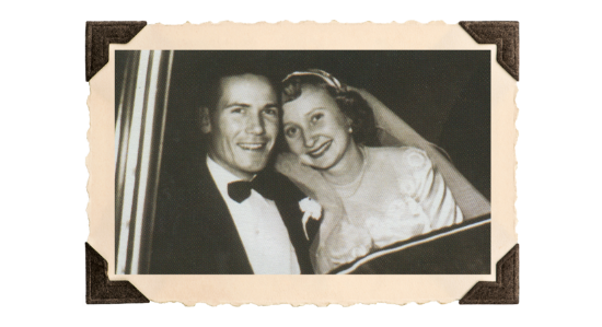 Wedding photo of Claude's daughter Gaynelle and Vernon Grizzard.